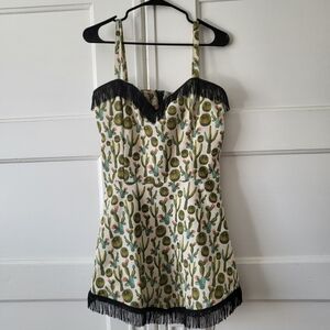 Switchblade Stiletto Cactus Fringe Mini Dress Rockabilly Western Size Large